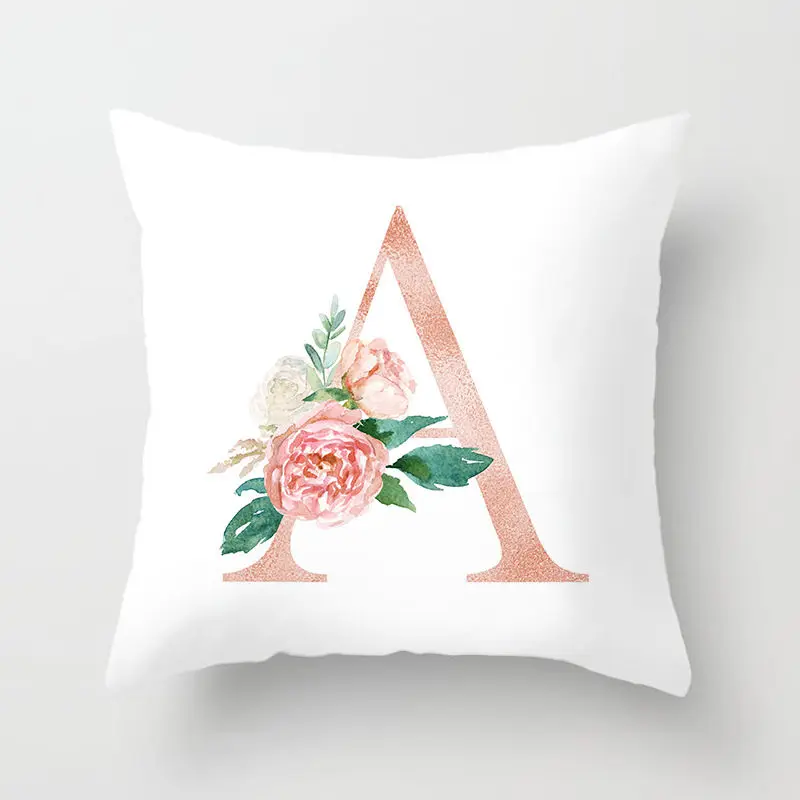 45x45 см полиэстер велюром Подушка Чехол модные Pink Цветочные шаблон английской буквы Гостиная наволочка 1 шт