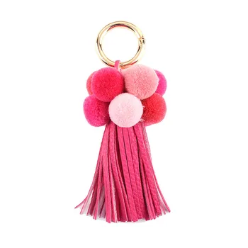

Colorful Boho Style Big Ball With PomPom Bag Hanging With Tassel KeyChains For Women Jewelry