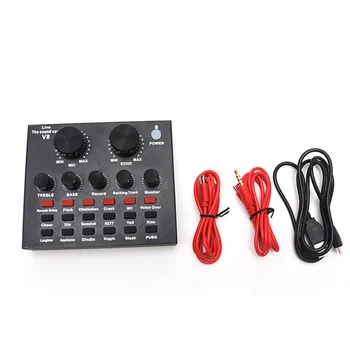 

V8 Sound Card External USB For Mobile Karaoke Singing Recording Computer Audio Voice Chat Headset Microphone Live Broadcast KTV