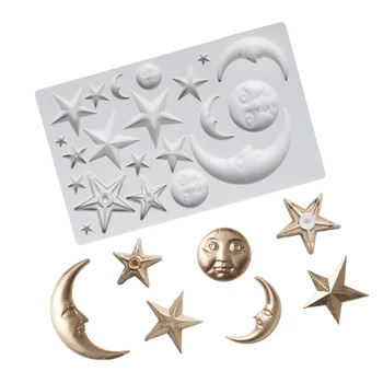 

Pentagram & Moon Mould Silicone Mold Fondant Cake Decorating Tool Gumpaste Sugarcraft Chocolate Forms Bakeware Tools