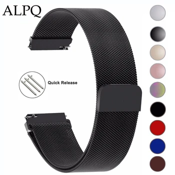 

ALPQ 14mm 16mm 18mm 20mm 22mm 23mm 24mm Milanese Loop Wrist Strap Watch Band Bracelet Watchband Correa For Samsung Huami Garmin