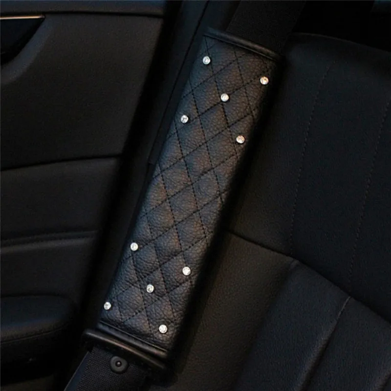 2 Style Car Seat Belt Shoulder Pad For All Car Hand Brake Gear Cover Luxury Diamond Auto Seat Belt Cover