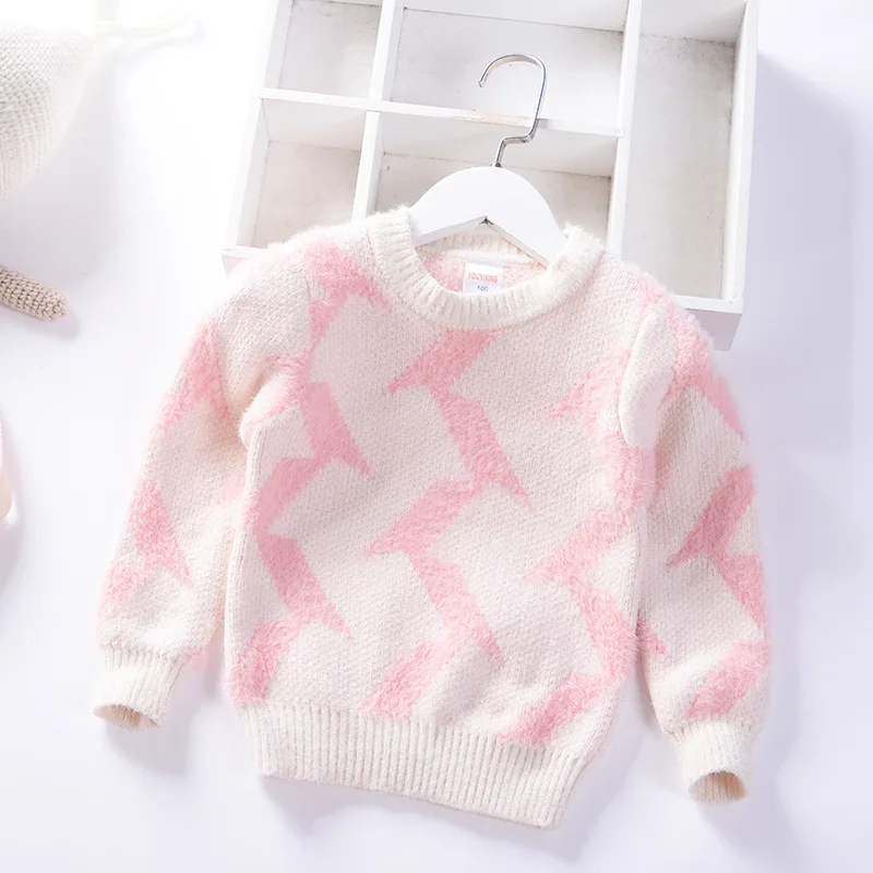 

2019 Autumn And Winter New Style Girls' Pullover Sweater Medium-small Children Base Shirt Single Layer Thick Western Style Sweat