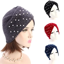 Новинка, мусульманская шапка в стиле бохо, Мягкая шерстяная вязанная шапка, зимняя теплая Повседневная мусульманская Шапка-тюрбан, черная, темно-синяя, кофейная