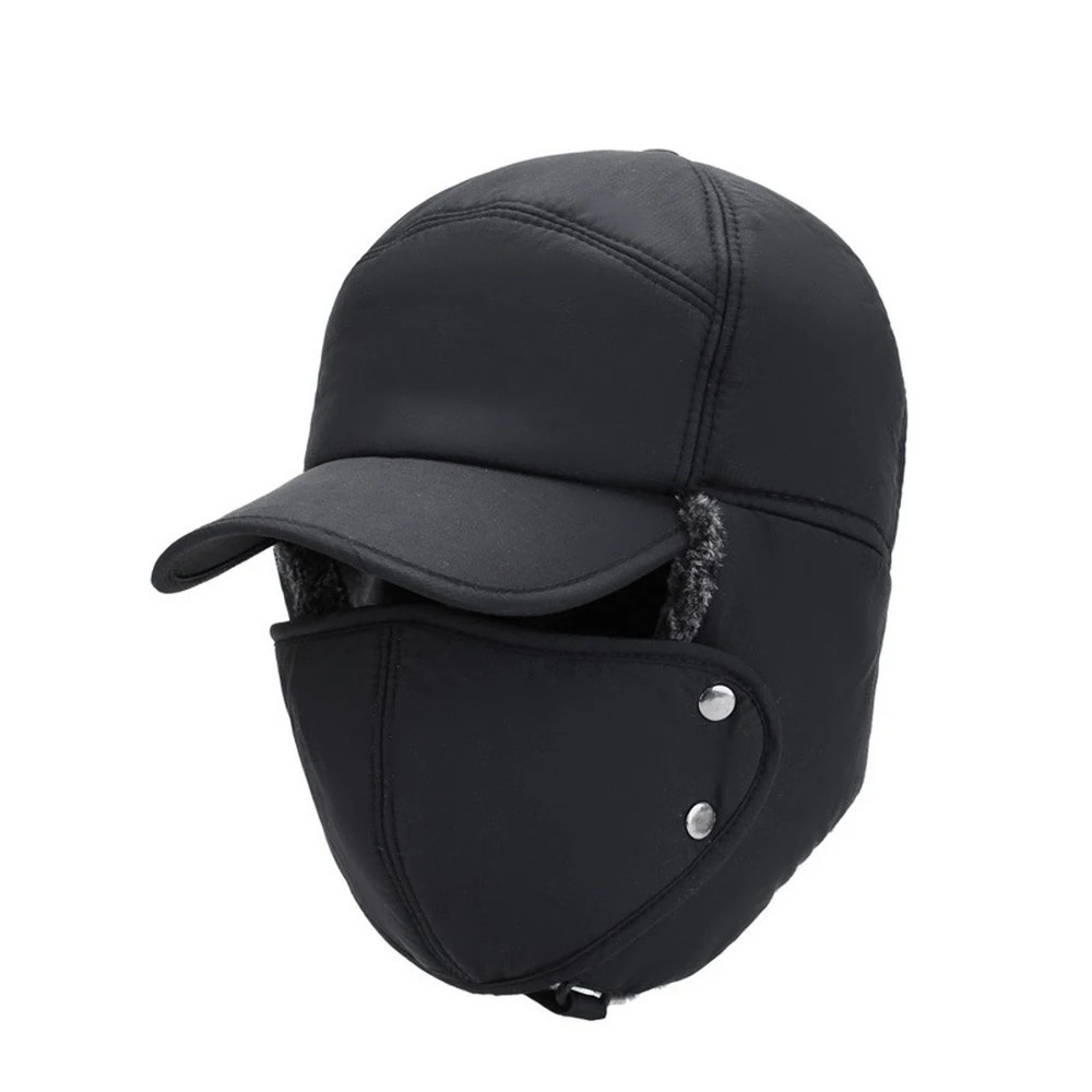 Black 2 в 1, маска, казацкая шапка, ушанка, лыжная шапка, искусственный мех, ткань, спортивное снаряжение, зимняя шапка, практичная, кавалер, теплая зимняя шапка - Цвет: Black