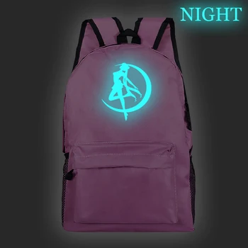 

Luminous Sailor Moon Backpack School Book Bags Mochila Travel Bag Laptop Ribbon Ring Circle Boy Girls Pink Black Backpack