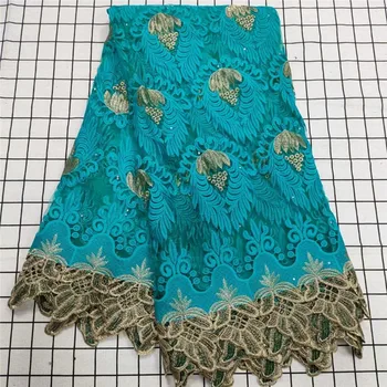 

Latest Teal African French Lace Fabric High Quality Guipure Lace Chemical Lace Fabric For Wedding Or Party 1L091901