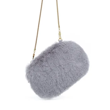 

2019 New Arrival Brand New Winter Women Fashion Warm Fluff Chain Crossbody Bags Stylish Chic Oval Mini Shoulder Bags