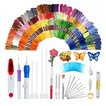 

187 Pieces of Embroidery Pen Embroidery Thread Kit Cross Stitch Embroidery DIY Knitting Sewing Accessories Tools