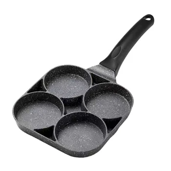 

Burger Eggs Ham Breakfast Aluminium Alloy Kitchen Supplies Omelet Pan Home Cake Maker Non Stick 4 Hole Long Handle Cooking