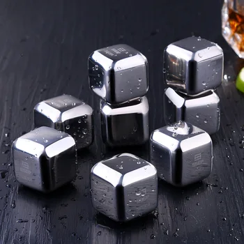 

304 Stainless Steel Ice Cubes Metal Ice Grain Reusable Chilling Stones Whiskey Ice Tray Wine Set SGS Test Pass Free Gift Clip