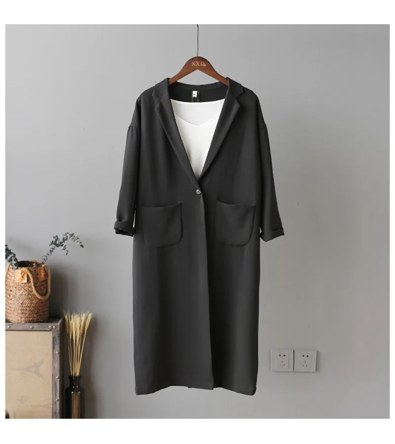 spring Autumn New Plus Size Fashion Women Loose Casual Harajuku Vintage Long section Windbreaker Female coat