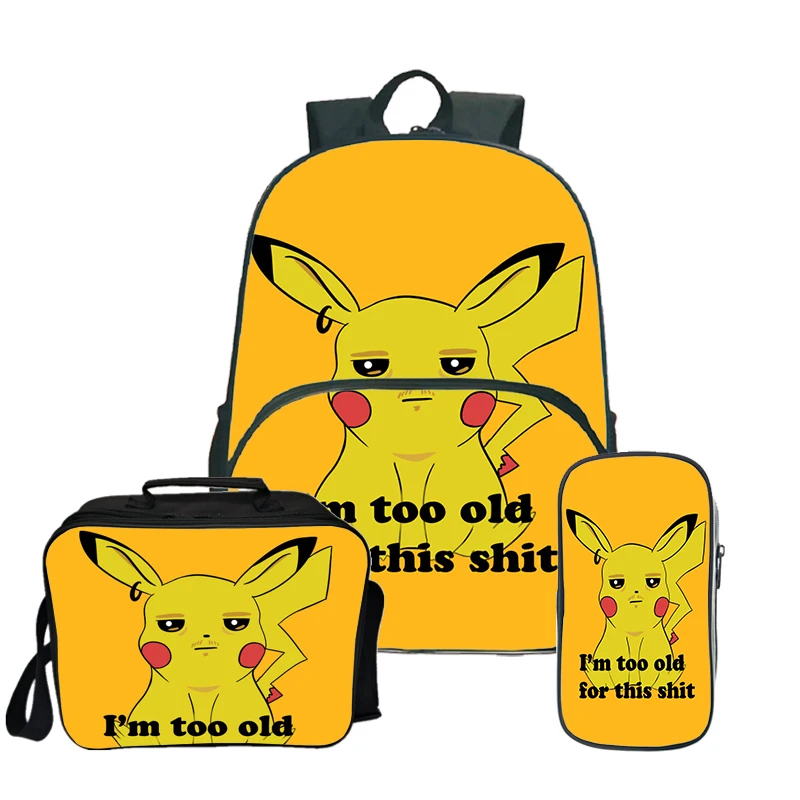 Pokemon Pikachu Kawaii рюкзак Пенал Школьный рюкзак для подростков девочек мальчиков рюкзак для ланча 3 шт./компл. детский дорожный рюкзак - Цвет: 26