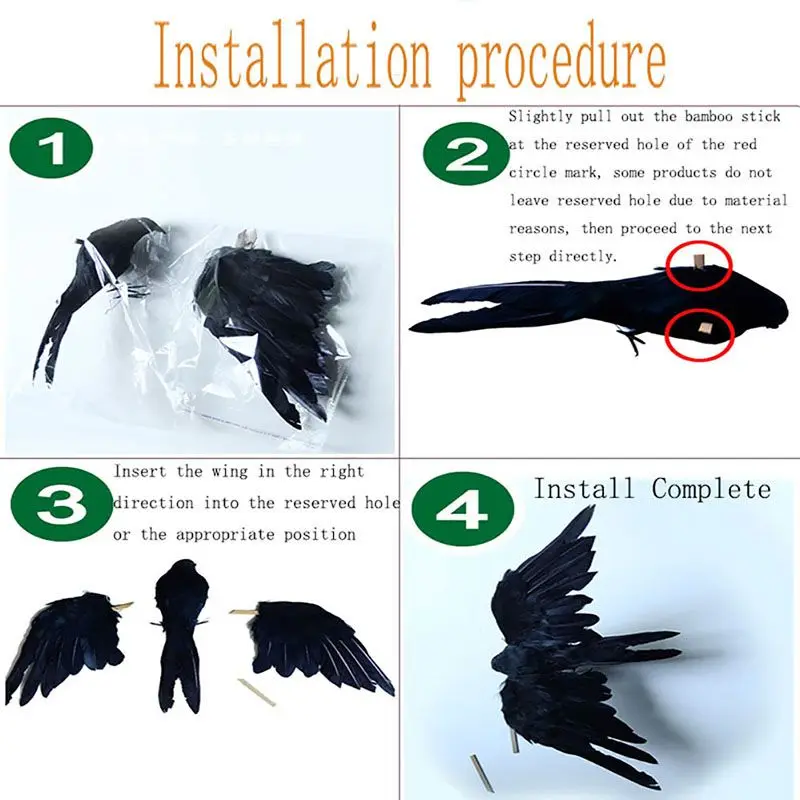 Реквизит ворона для Хэллоуина лужайка яркая пернатая птица реалистичный сад