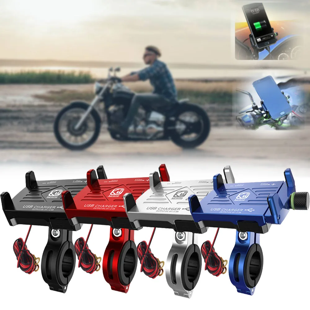 

Motorcycle Phone Holder Rear Mirror With USB QC3.0 Fast Charging Holder Handlebar For Vespa Scooter Cafe Racer Cruiser Chopper