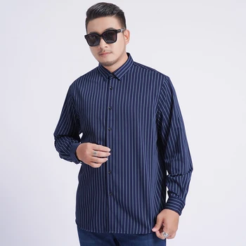 

8xl 7xl 6xl 5xl 2019 New Youth Plus Size Large Men Turndown Collar Long Sleeve Dress Striped Shirts With Male Tops fashion