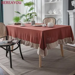 Nordic Table cloth Ruffle Washed Cotton Rectangle Tablecloth Solid Color Table Cover For Kitchen Dining Room decor mantel mesa Nordic Table cloth Ruffle Washed Cotton Rectangle Tablecloth Solid Color Table Cover For Kitchen Dining Room decor mantel mesa