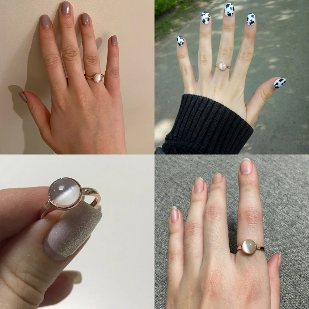 Opal Cat's Eye Stone Rings For Women Korean Style Rose Gold Color Party Wedding Jewelry R153 gold color rings gold color ring finger ring wedding rings wedding ring