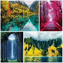 DIY Number Painting Landscape Oil Image Handmade Frescoes Painted By Intent For Adults Modern Decorative Picture On The Wall Art