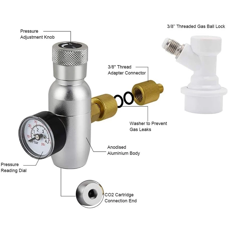Мини набор для выращивания пива комплект 5 л с краном и регулятором Co2 60PSI кран