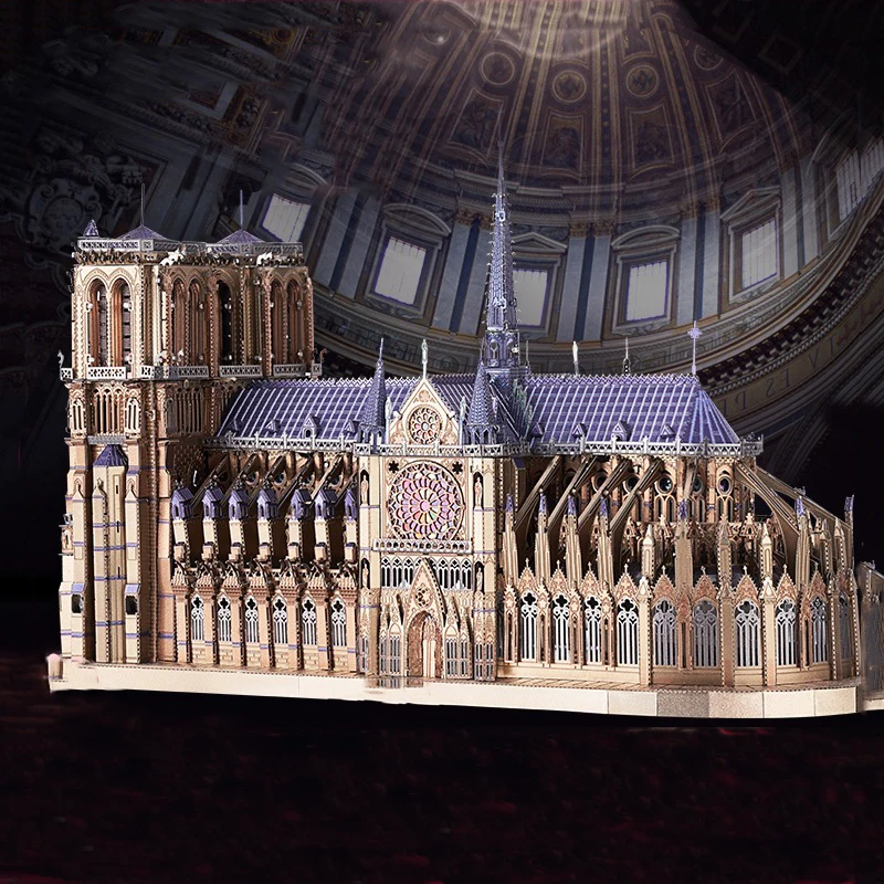 Металлический строительный 3D-Пазл сделай сам в стиле ретро-дам со светодиодным