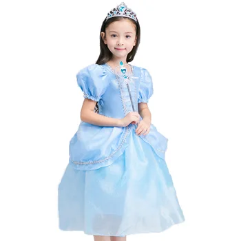 

Girl Princess Cinderella Elsa Dress up Cosplay Costumes Blue Long Ball Gown Kid Child Clothes Halloween Christmas Birthday Party