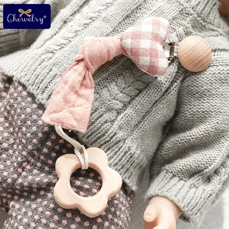 1pc Baby Dummy Pacifier Chain Clip Cotton Cloth Plush Dolls Animal Toys Wooden Nipples Holder Newborn Toy Feeding Teether Goods