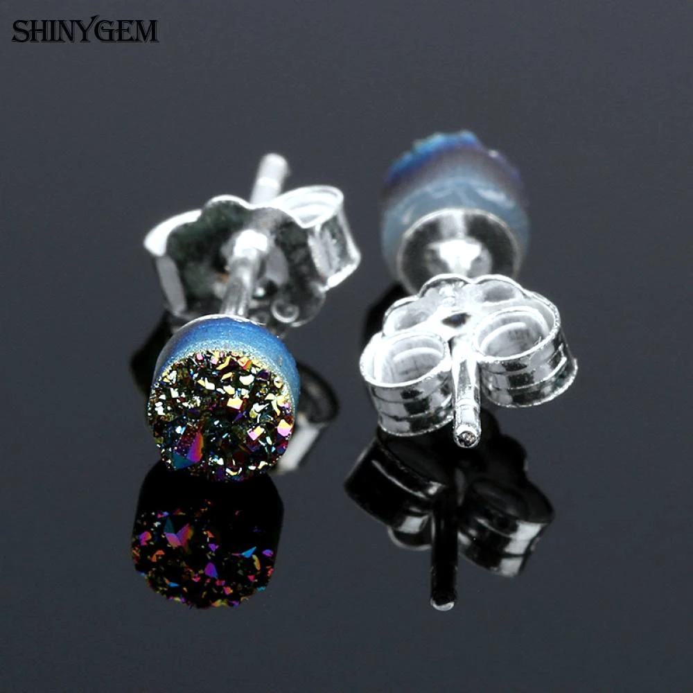 Маленькие круглые серьги со стразами ShinyGem 4 мм трендовые гвоздики с натуральным