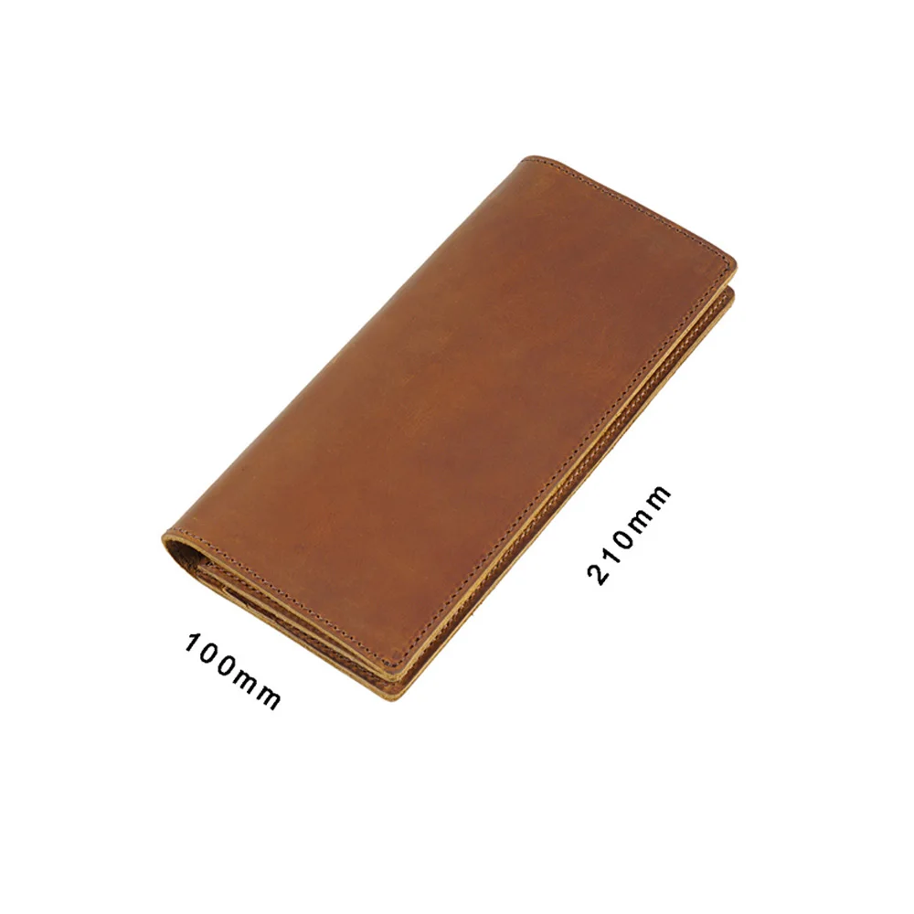 Men's Long Wallet Genuine Leather Travel Business Retro Wallets Casual Solid Card Holder Cowhide Zipper Design