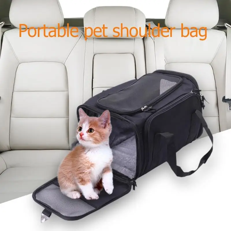 Обновленная автомобильная сумка для питомцев, оксфордская переносная сумка на плечо для питомцев, двойная выставочная сумка на колесиках, сетчатая Автомобильная посылка, грязная и износостойкая