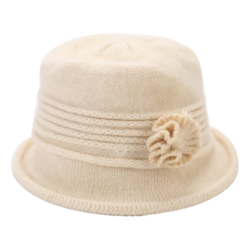 Женская шляпа с цветочным декором, Осень-зима, утолщенная шапка, модные теплые однотонные кепки в стиле ретро, классические шляпы - Цвет: C
