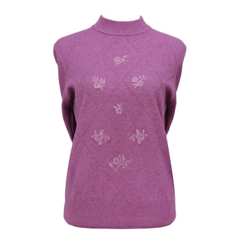 

Autumn winter new middle-aged women's sweater middle-aged and old women's half high collar embroidered knitwear grandma