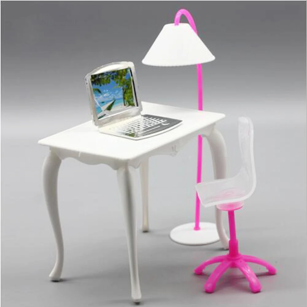 ,doll play house doll furniture desk+lamp+laptop+chair accessories for 1/6 1/8 Doll