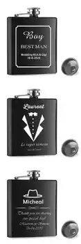 

3 Pieces of engraved 6oz Hip flaskparty gift Best man Groom Company logo Valentine's Day Father's day Mother's day gift