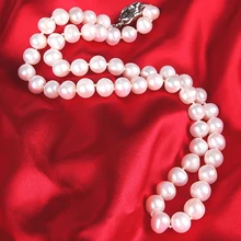 Высокое качество, ожерелье из пресноводного жемчуга для женщин, около круглого жемчуга, белое, 7-8 мм, жемчужное ювелирное изделие, подарок для мамы, ювелирное изделие, коробка