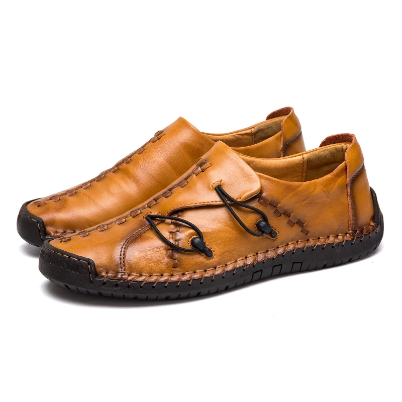 

2019 Mens Casual Shoes Handmade Leather Men Sneakers Walking Driving Footwear Male Outdoor Shoes Loafers Bean Shoes Big Size