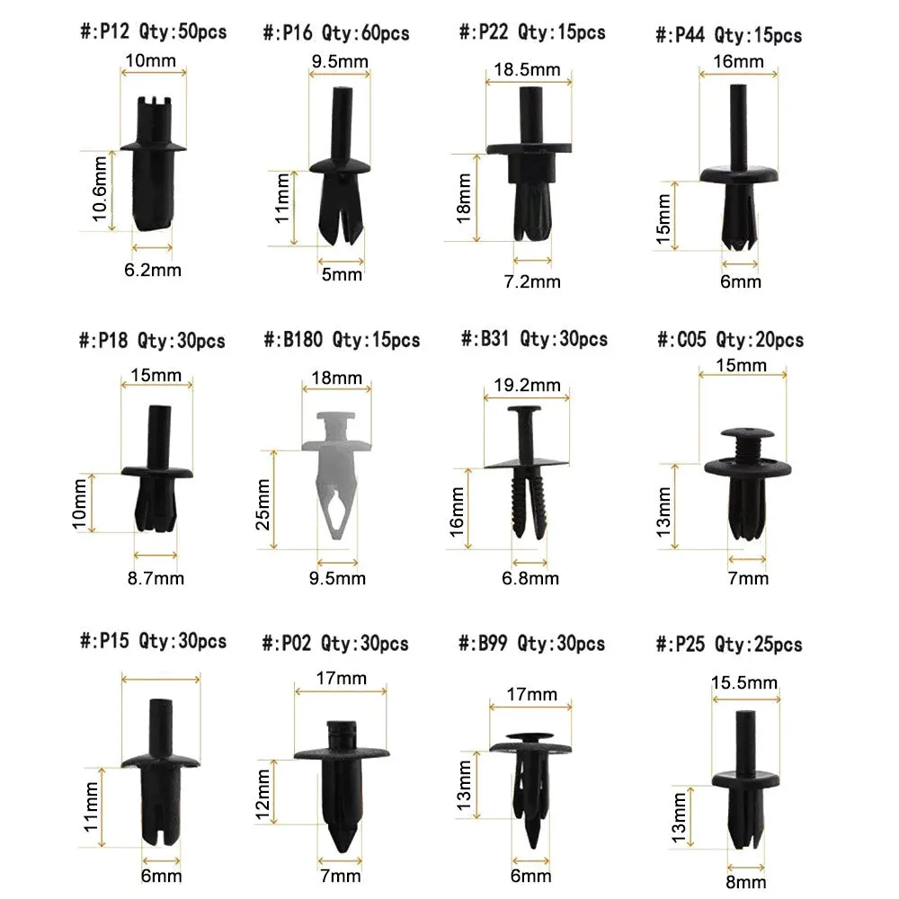 350 шт., толчок для кузова автомобиля, пластиковая заклепка, отделка крепежных деталей, формовочный зажим, ассорти, костюм для автомобиля, аксессуар