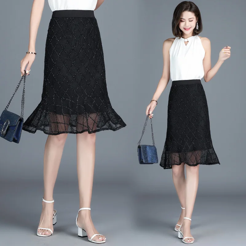 

Shanghai New Europe Sang 2020 Slimming Slim Fit Western Style Gold Lines Fishtail Skirt