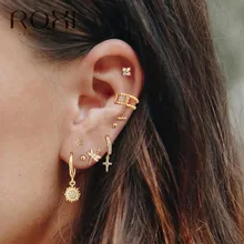 ROXI, новые женские серьги, 925 пробы, серебряный крест, подвеска, серьги-гвоздики, готический панк-рок стиль, CZ камень, висячие серьги