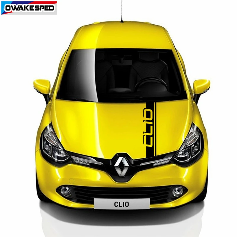 In Fibra Di Carbonio Sport Stripes Car Hood Bonnet Sticker Per-Renault Clio Auto Engine Cover Decor Decalcomanie In Vinile Accessori Da Corsa
