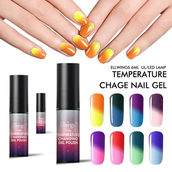 

2019 Ellwings Temperature Change Color Long Lasting Soak Off UV LED Nail Art Glue 6ml nail art decorations Nail Gel E1224