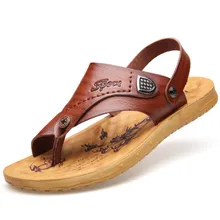Новинка; Классические летние мужские сандалии; кожаные повседневные пляжные мужские сандалии; высококачественные сандалии; шлепанцы в богемном стиле; большие размеры 38-44