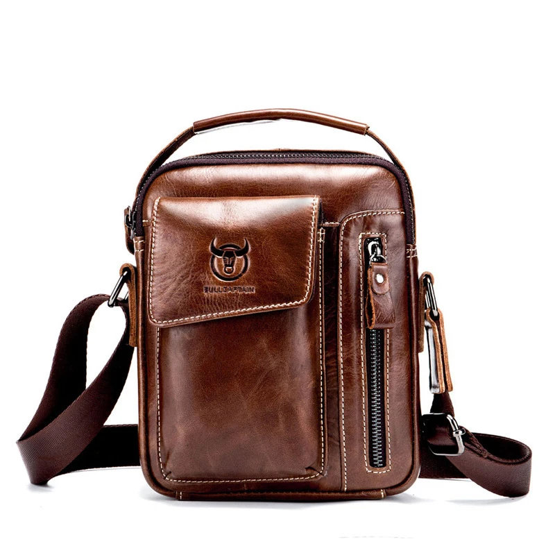 

Luxury Cowhide Men Casual Single Shoulder Bags for Sports Man Outdoor Crossbody Bag Genuine Leather Pockets FH292
