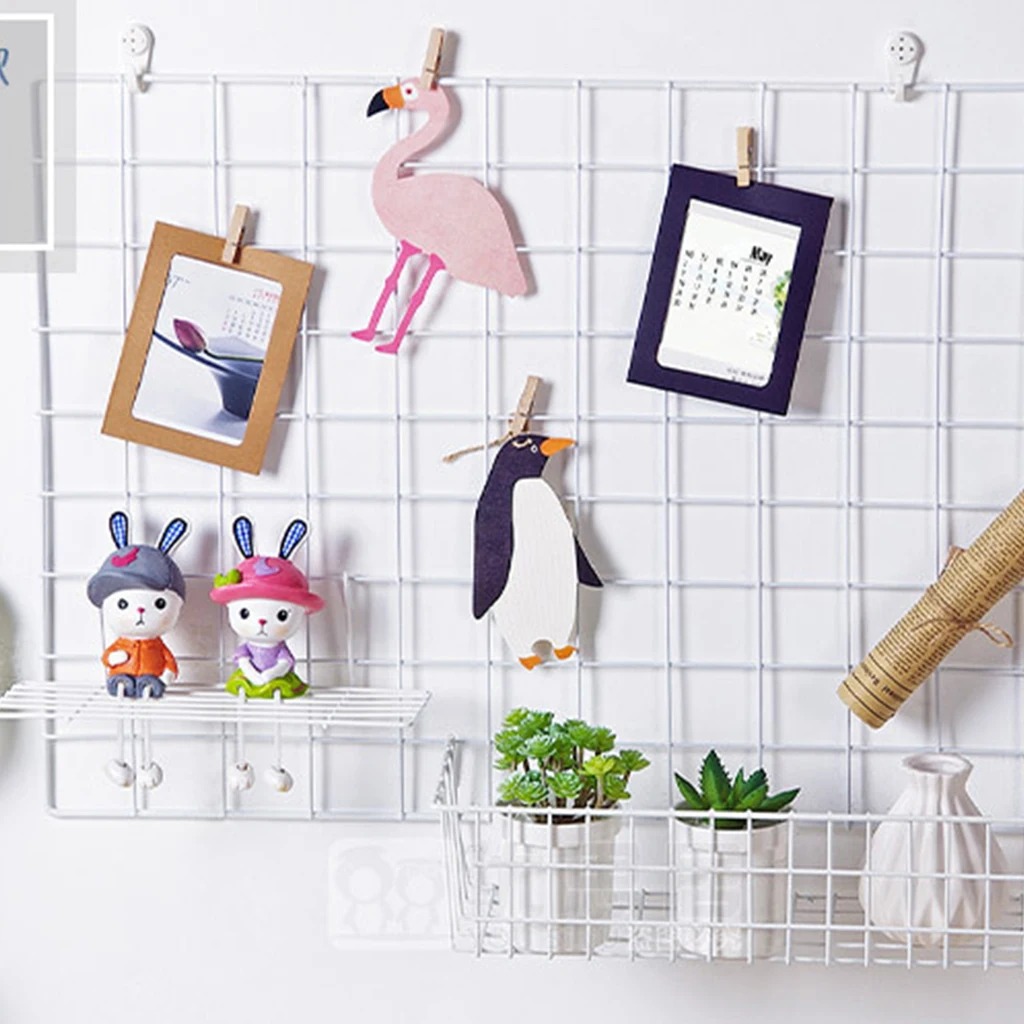 

Decorati Grid Hanging Basket Iron Wall Mounted Innovative Flower Pot Shelf Small Items Display Rack Indoor Pendant