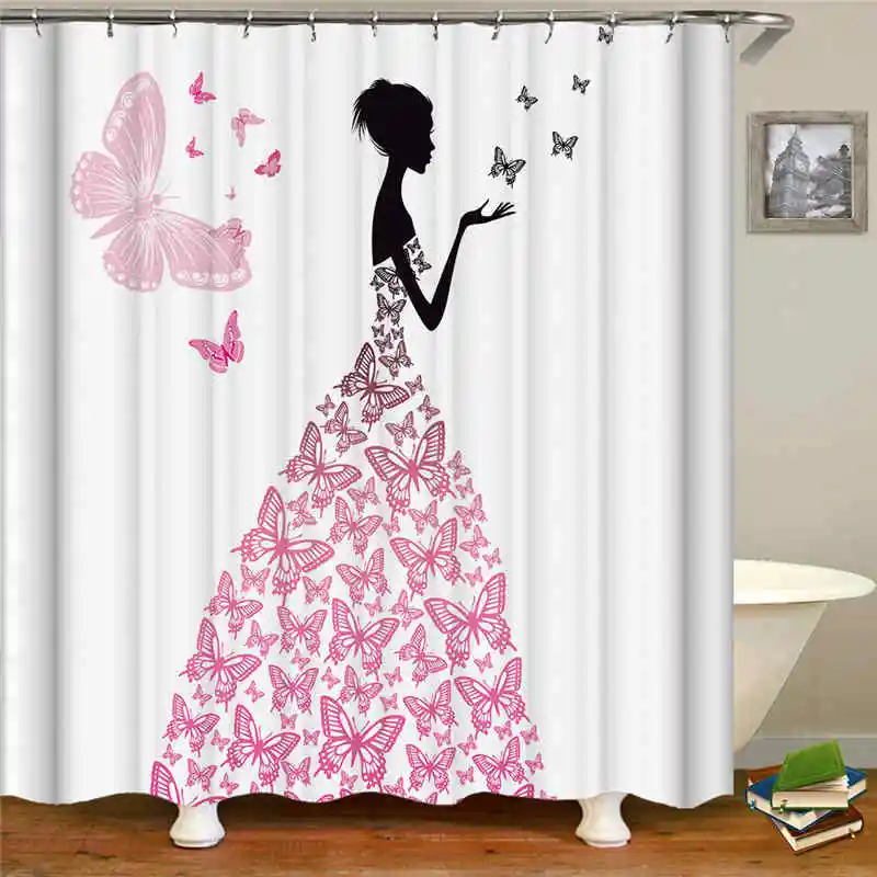 Shower Curtain Bathroom Waterproof Cortinas Modern Classical Big Stripe Brown White Print Polyester Fabric Ridea | Дом и сад