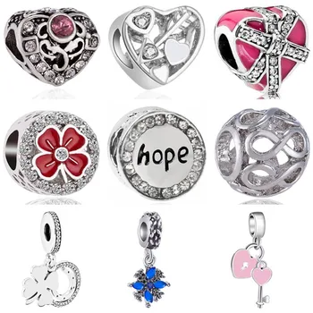 

Hot Selling Crystal Snowflake House Unicorn Arrow Angles Infinity Heart Beads Fit Pandora Charms Beads for Women DIY Jewelry