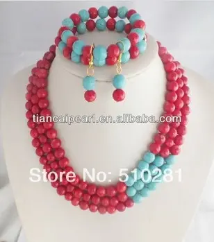 

Free ship!!! fashion Luxury bridal coral Natural stone jewelry set