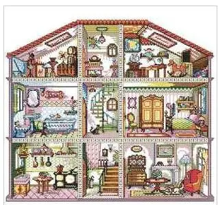 

11CT printed fabric Cross Stitch Kit Room