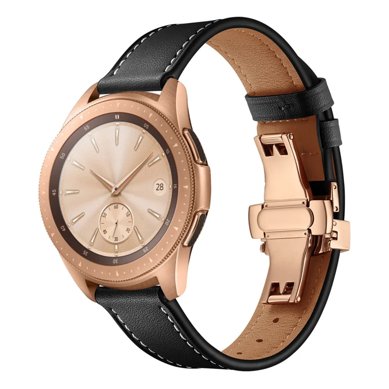 20 мм 22 мм ремешок из натуральной кожи для часов samsung Galaxy Watch 42 46 мм gear S3 соединитель из нержавеющей стали застежка-бабочка