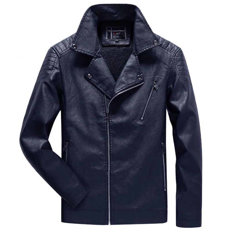 2019 Новая мужская Байкерская кожаная куртка диагональная молния из натуральной